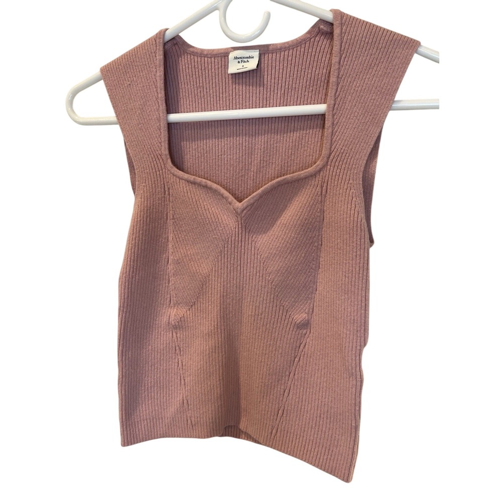 Abercrombie & Fitch Women's S Pink Ribbed Corset Tank Top Square Neck Y2K